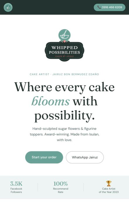 Mobiele startpagina van Whipped Possibilities